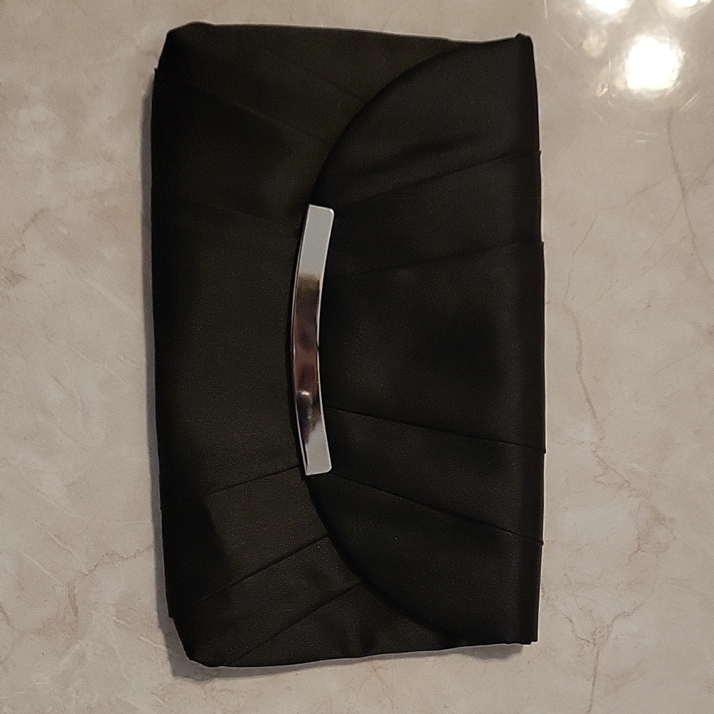 Elegant Black Satin Clutch